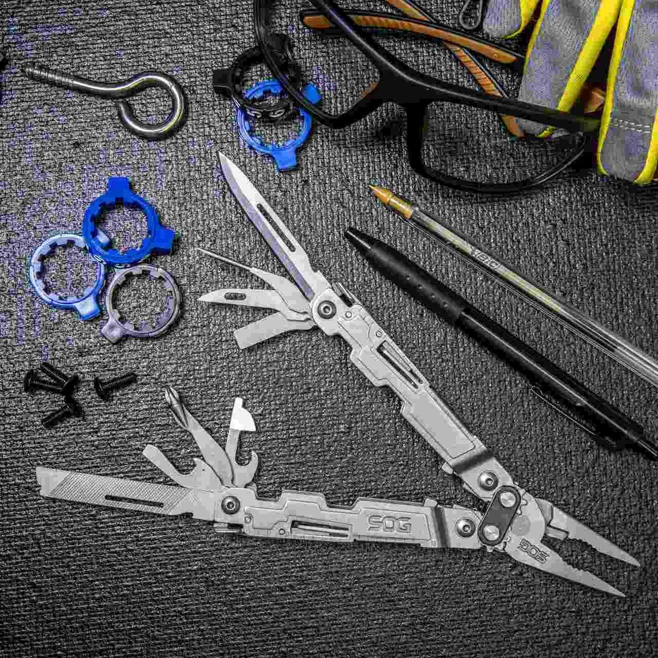 SOG PowerAccess multi-tool, stonewash finish, open