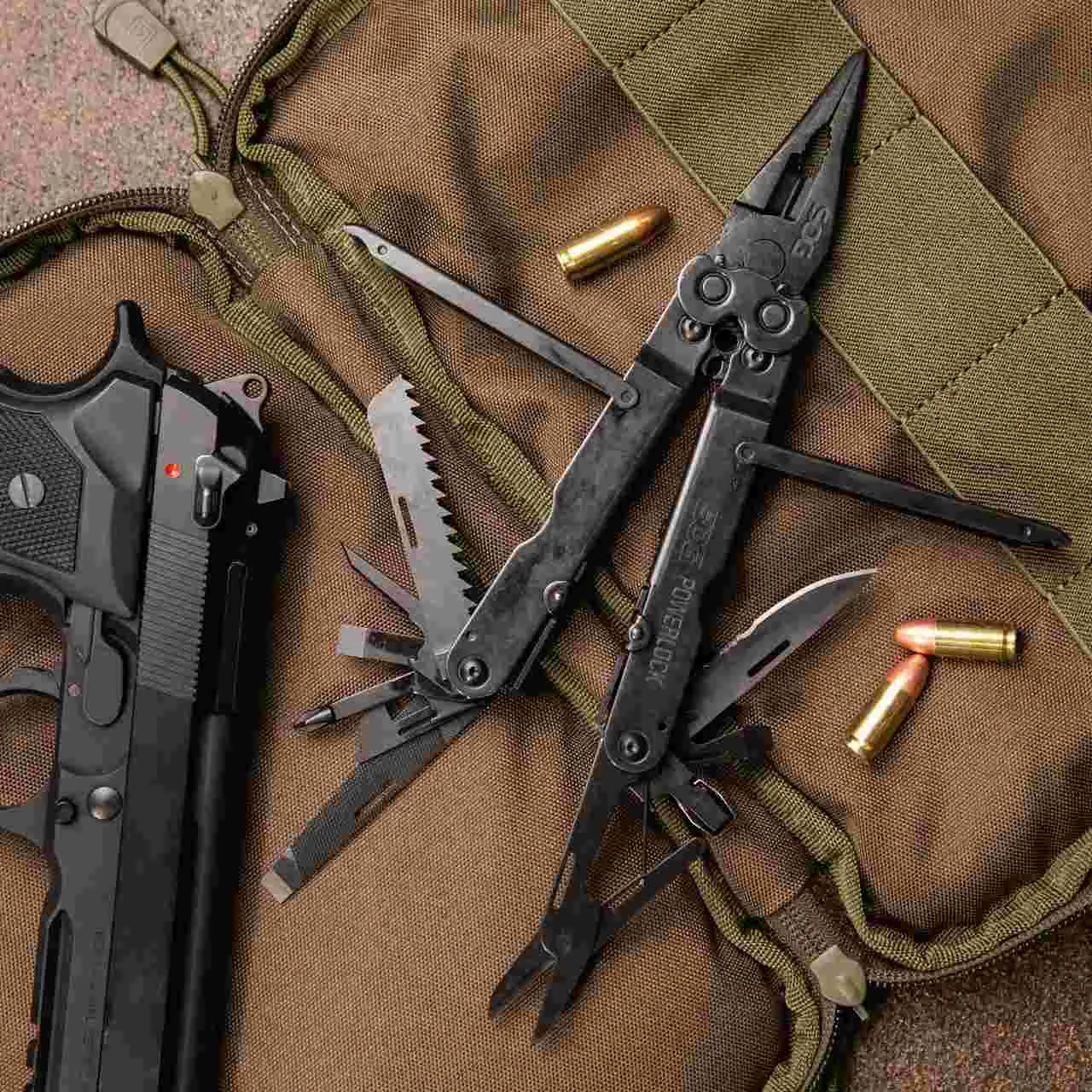 SOG PowerLock Black, Scissors, Nylon Pouch