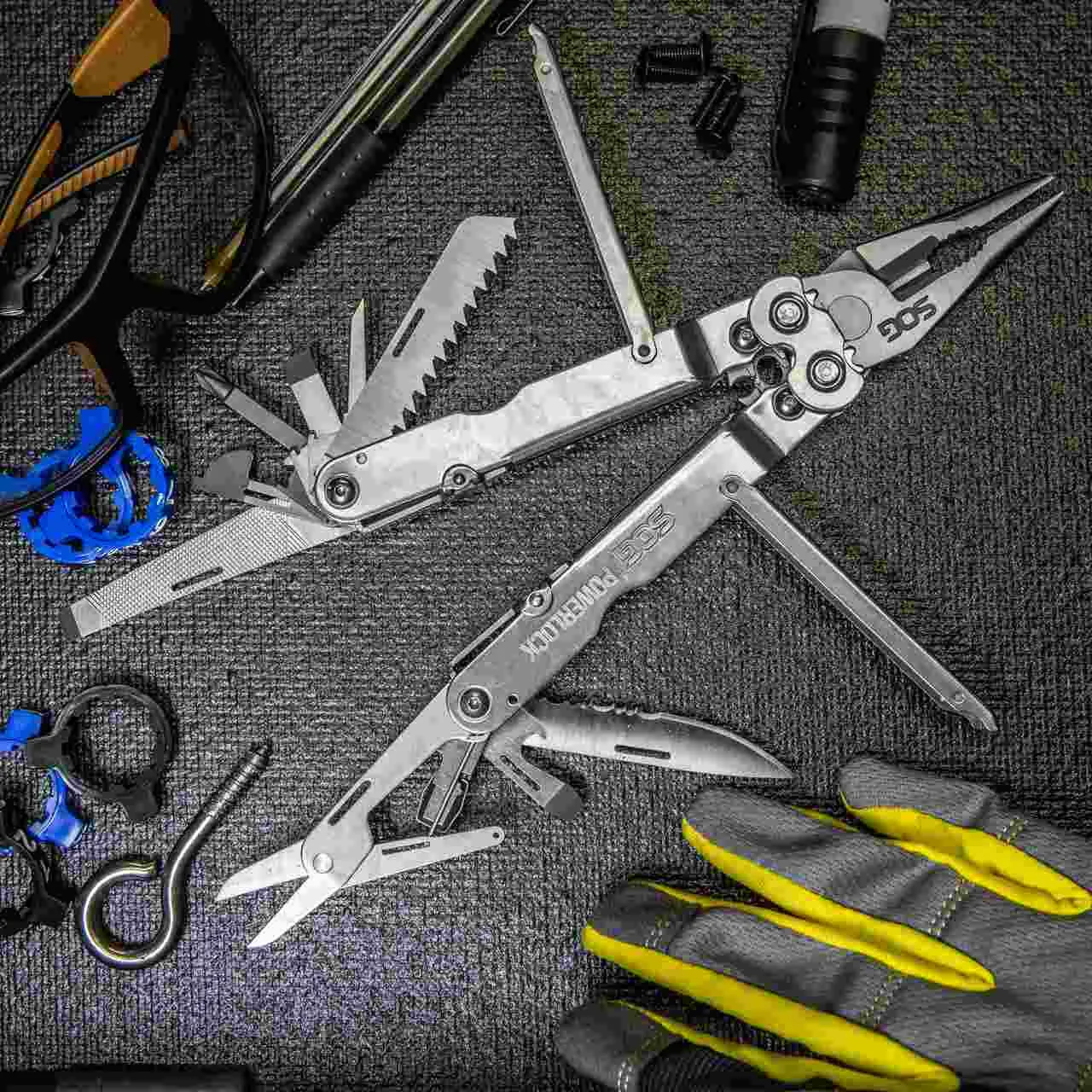 SOG PowerLock multi-tool, satin finish, open